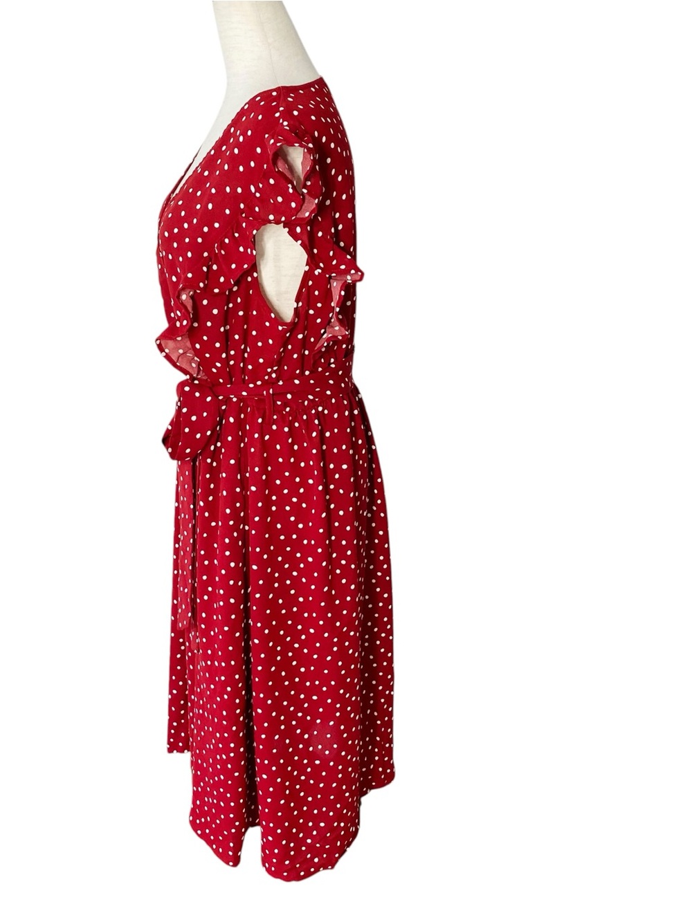 BLOOMCHIC Polka Dot Ruffle Midi Dress - Picture 5 of 9